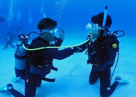 ダイビングライセンス講習 バックアップ空気源